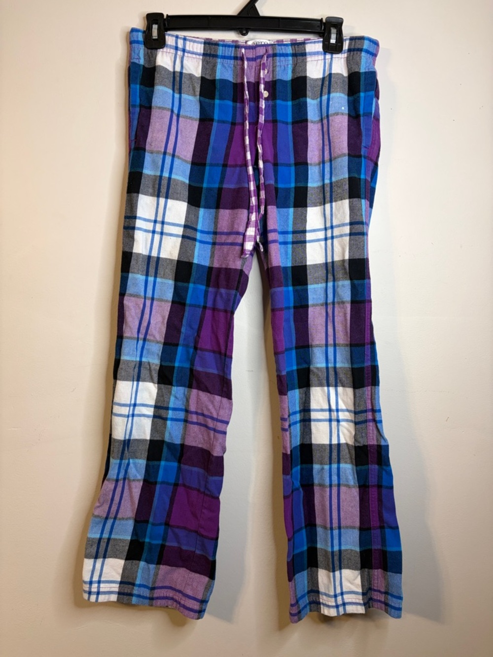 Aero Women's Purple & Blue Plaid Flannel Pajama Pants Size Small EUC #119